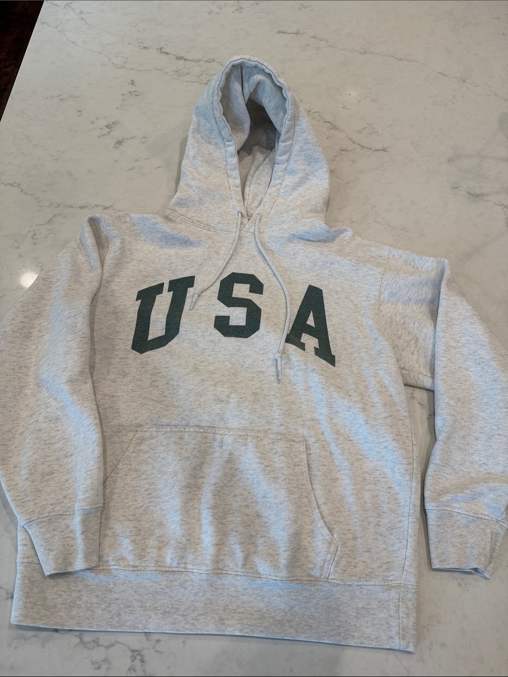 EUC Brandy Melville Light Gray & green USA Graphic Hoodie